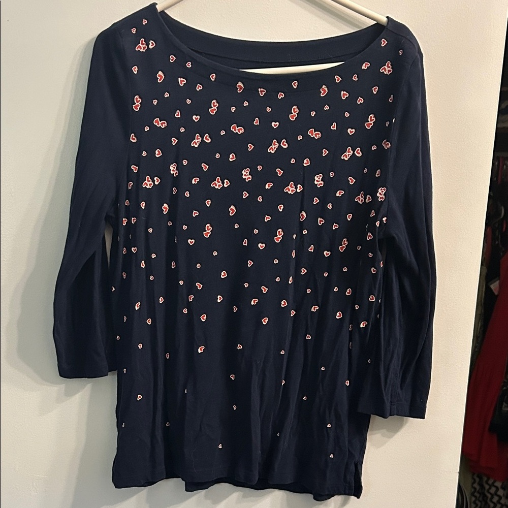 Navy Blue Floral Women's Top